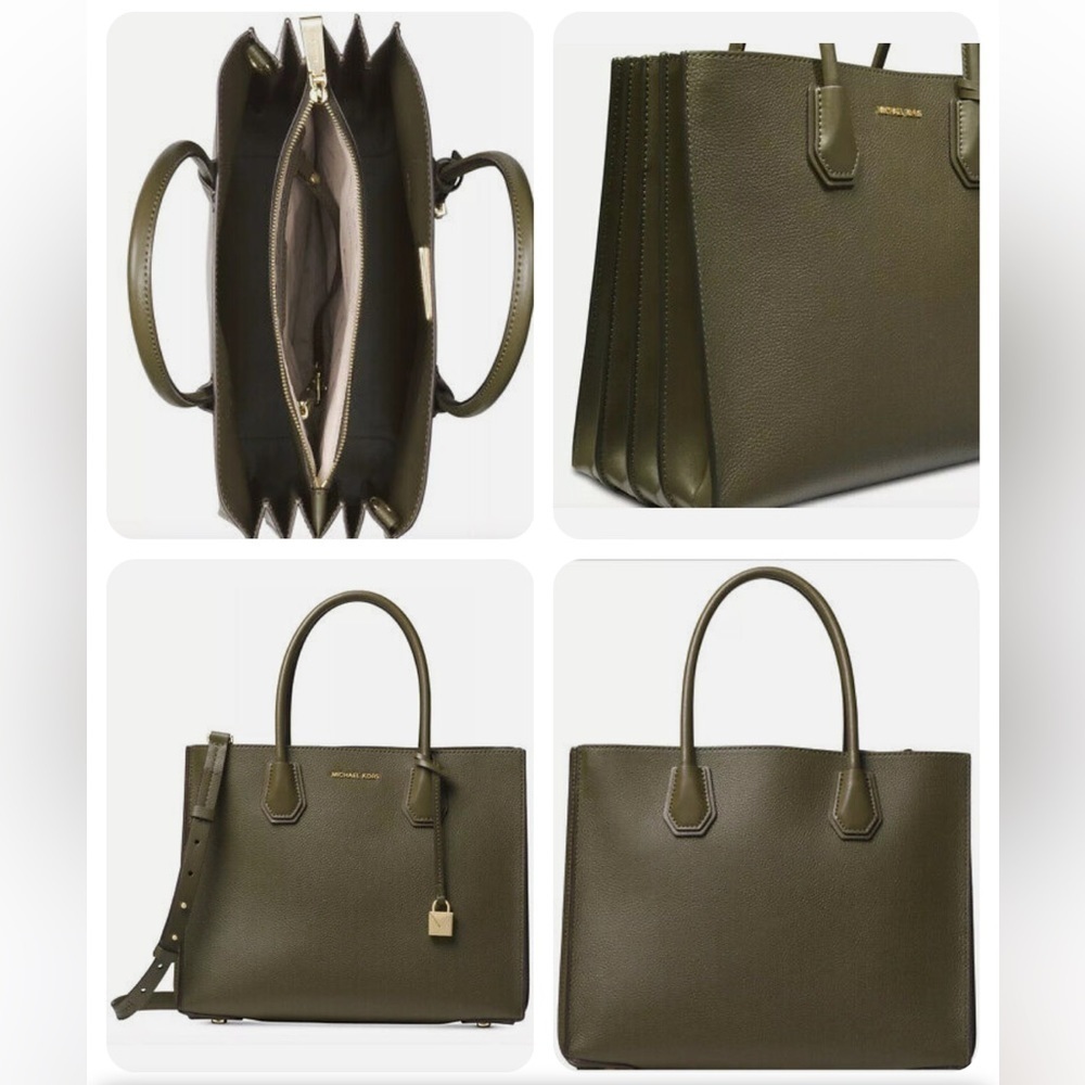 Michael Kors Mercer LARGE Accordion Olive Tote Handbag Shoulder Bag BRAND NEW - Picture 3 of 6